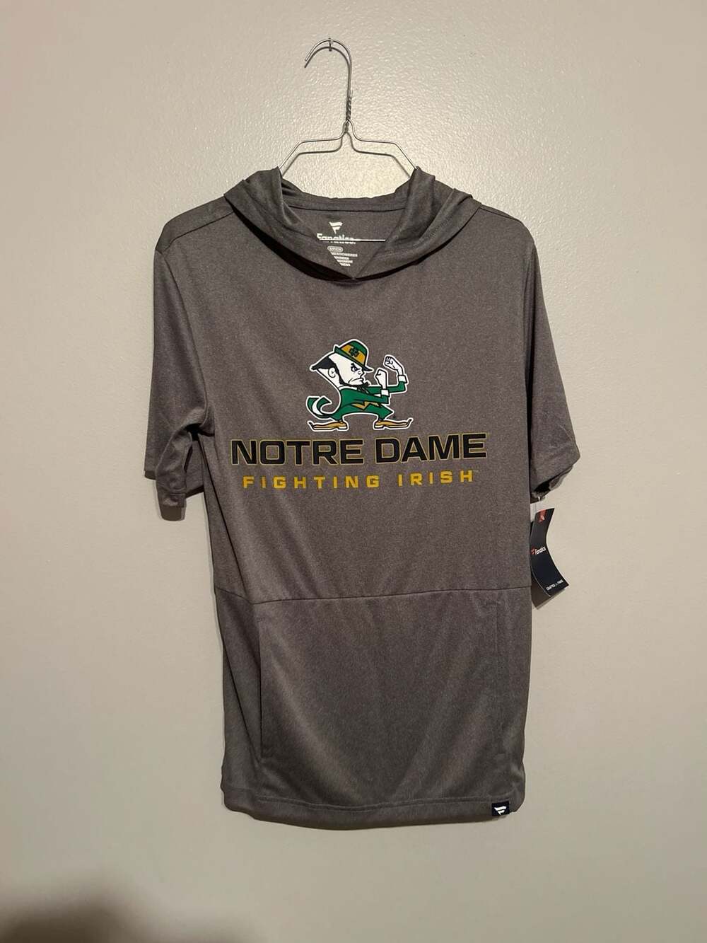 Notre Dame Fighting Irish Fanatics Grey Short Sleeve Hoodie T-Shirt
